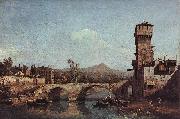 Capriccio Veneto, Flub, Brucke und mittelalterliches Stadttor Bernardo Bellotto